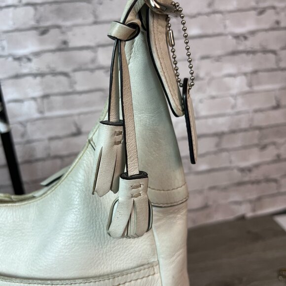 Coach Hamilton Ergo White Leather Hobo Shoulder Bag Zip Tassel F10280 - Picture 5 of 8
